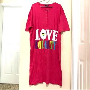 NWT COCOOM Red pink Love Equality One size women’s nightgown.
